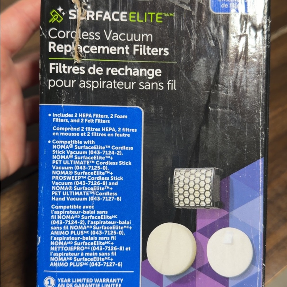 SurfaceElite Cordless Vacuum Replacement Filters - Black & White